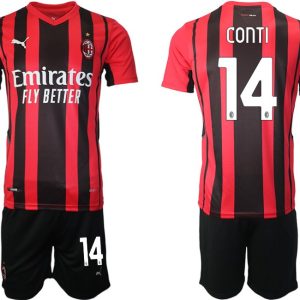 AC Milan Andrea Conti #14 Herren Heimtrikot Trikotsatz Kurzarm + Kurze Hosen