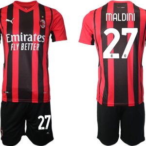 AC Milan Daniel Maldini #27 Herren 21-22 Heimtrikot Trikotsatz Kurzarm + Kurze Hosen