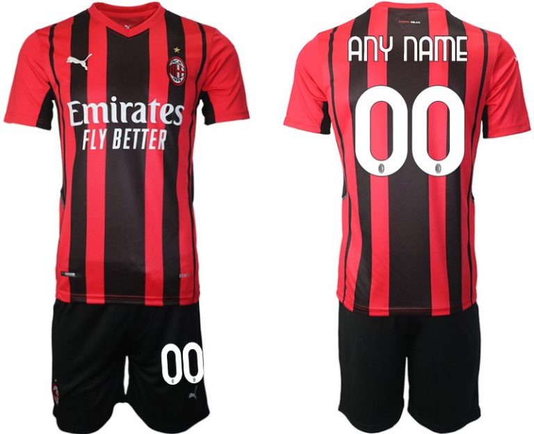 AC Milan Herren Personalisierte Fußball Trikot Kit Set Anpassbare Name und Nummer