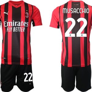 AC Milan Mateo Musacchio #22 Herren 21-22 Heimtrikot Trikotsatz Kurzarm + Kurze Hosen