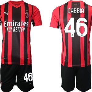 AC Milan Matteo Gabbia #46 Herren Heimtrikot Trikotsatz Kurzarm + Kurze Hosen