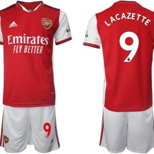 Arsenal 2022 Lacazette 9# Performance Heim Fußballtrikot rot Kurzarm + Kurze Hosen