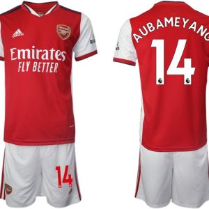 Arsenal Heimtrikot 2022 Aubameyang 14# Herren rot Kurzarm + Kurze Hosen