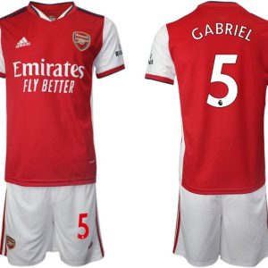 Arsenal Heimtrikot 2022 Herren Kurzarm rot mit Aufdruck Gabriel 5 + Kurze Hosen