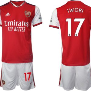 Arsenal Heimtrikot 2022 Herren Kurzarm rot mit Aufdruck Iwobi 17 + Kurze Hosen