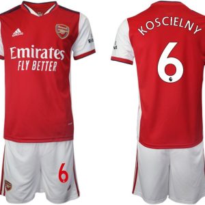 Arsenal Heimtrikot 2022 Herren Kurzarm rot mit Aufdruck Koscielny 6 + Kurze Hosen