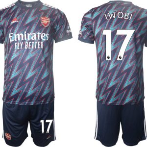 Arsenal London Ausweichtrikot 2022 Herren IWOBI 17# blau/rot + Kurze Hosen