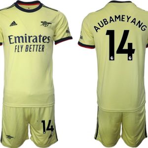 AUBAMEYANG 14# Trikotsatz FC Arsenal Gelbe Trikots Auswärts 2022 + Kurze Hosen