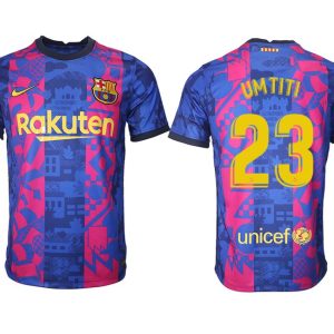 Drittes Trikot FC Barcelona Herren 2021/22 dunkelblau/gelb mit Aufdruck UMTITI 23