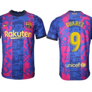 Drittes Trikot FC Barcelona Herren 2021/22 in blau mit Aufdruck SUAREZ 9