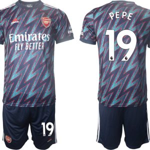 FC Arsenal 2022 blau Ausweichtrikot 3rd mit Aufdruck PEPE 19# + Kurze Hosen