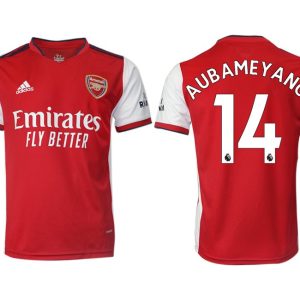 FC Arsenal 2022 Herren Home Trikot rot/weiß mit Aufdruck Aubameyang 14