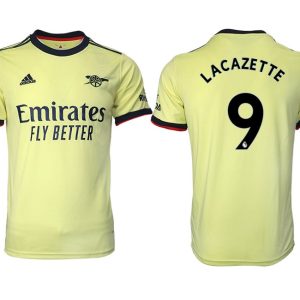 FC Arsenal Auswärts Fußball Trikot 2022 Gelb mit Aufdruck Lacazette 9