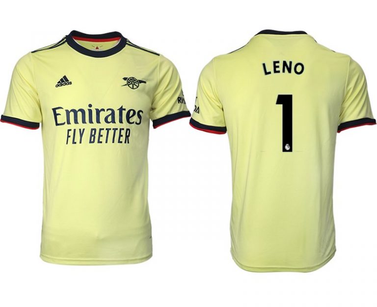 FC Arsenal Auswärts Fußball Trikot 2022 Gelb mit Aufdruck LENO 1