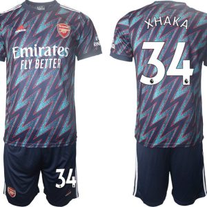 FC Arsenal Ausweichtrikot 3rd 2022 Herren XHAKA 34# blau/rot + Kurze Hosen