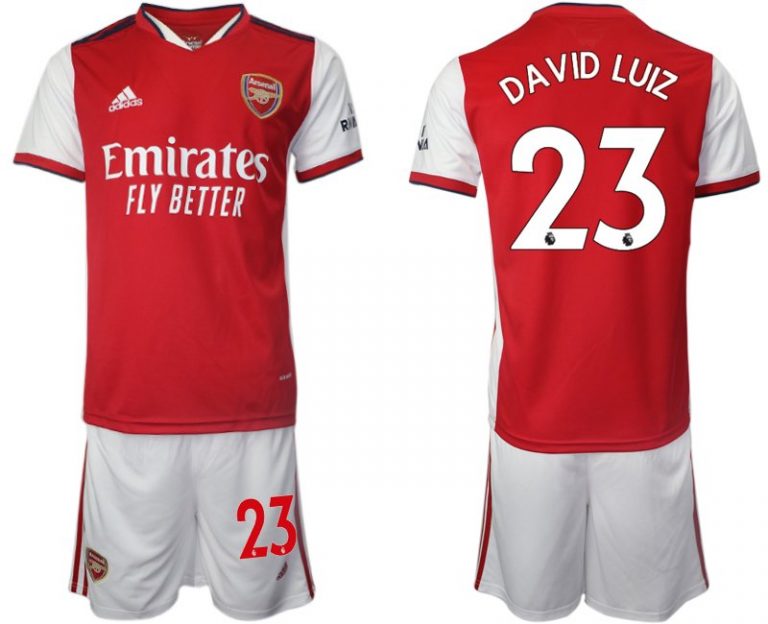 FC Arsenal Heimtrikot 2022 David Luiz 23# Herren rot Kurzarm + Kurze Hosen