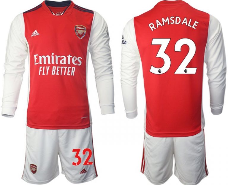 FC Arsenal Herren Heimtrikot 2022 Langarm weiß/rot + Kurze Hosen RAMSDALE 32