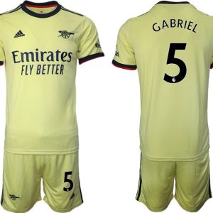 FC Arsenal London Gabriel 5# Trikot Away 2022 Gelb Trikotsatz + Kurze Hosen