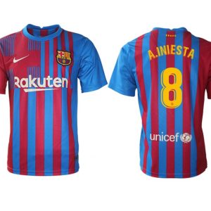 FC Barcelona 21/22 Herren Heimtrikot blau/rot mit A.Iniesta 8 Individualdruck gelb