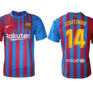 FC Barcelona 21/22 Herren Heimtrikot blau/rot mit Coutinho 14 Individualdruck gelb