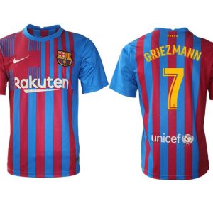 FC Barcelona 21/22 Herren Heimtrikot blau/rot mit Griezmann 7 Individualdruck gelb