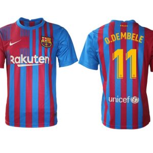 FC Barcelona 21/22 Herren Heimtrikot blau/rot mit O.Dembele 11 Individualdruck gelb