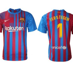 FC Barcelona 21/22 Herren Heimtrikot blau/rot mit Ter Stegen 1 Individualdruck gelb