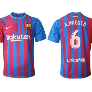 FC Barcelona Heimtrikot 2021/22 Herren Fußballtrikots blau mit Aufdruck A.Iniesta 6