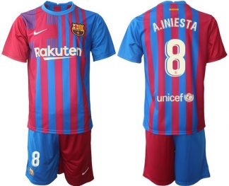 FC Barcelona Heimtrikot 2021/22 Herren Fußballtrikots blau mit Aufdruck A.Iniesta 8-1