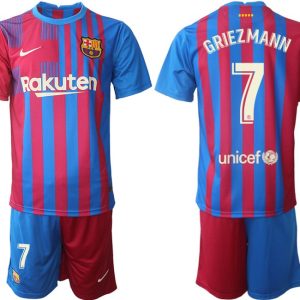 FC Barcelona Heimtrikot 2021/22 Herren Fußballtrikots blau mit Aufdruck Griezmann 7-1