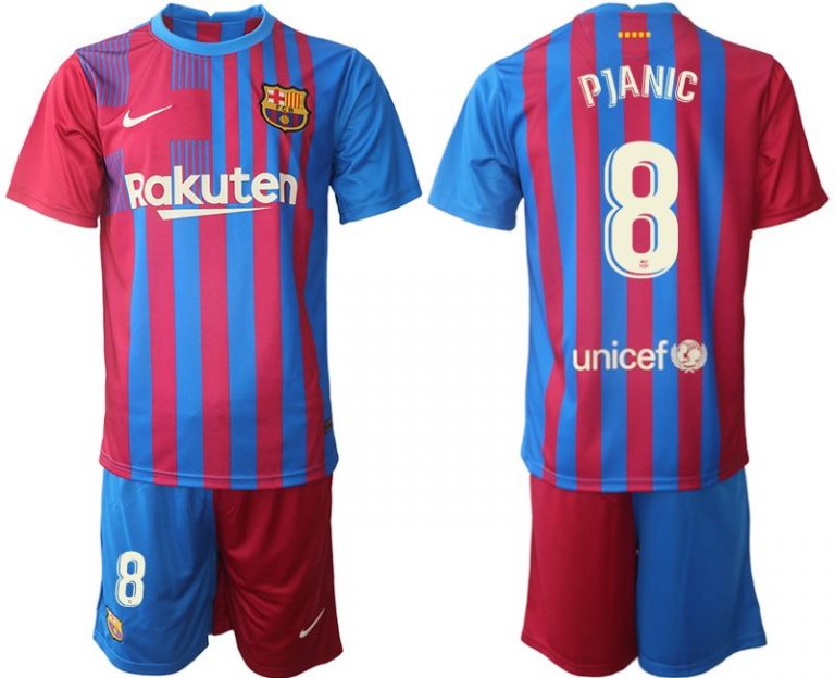 FC Barcelona Heimtrikot 2021/22 Herren Fußballtrikots blau mit Aufdruck Pjanic 8-1