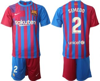 FC Barcelona Heimtrikot 2021/22 Herren Fußballtrikots blau mit Aufdruck Semedo 2-1