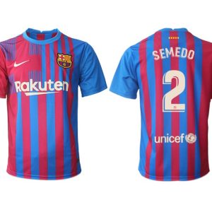 FC Barcelona Heimtrikot 2021/22 Herren Fußballtrikots blau mit Aufdruck Semedo 2