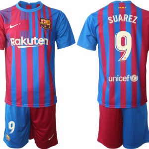 FC Barcelona Heimtrikot 2021/22 Herren Fußballtrikots blau mit Aufdruck SUAREZ 9