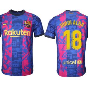 FC Barcelona Herren 3rd Trikot 2021/22 dunkelblau/gelb mit Aufdruck Jordi Alba 18