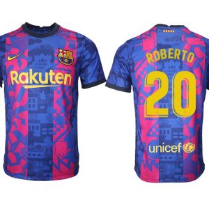 FC Barcelona Herren 3rd Trikot 2021/22 dunkelblau/gelb mit Aufdruck ROBERTO 20