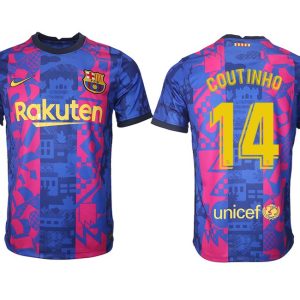 FC Barcelona Herren 3rd Trikot 2021/22 in blau mit Aufdruck Coutinho 14