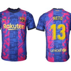 FC Barcelona Herren 3rd Trikot 2021/22 in blau mit Aufdruck NETO 13