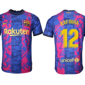 FC Barcelona Herren 3rd Trikot 2021/22 in blau mit Aufdruck RAFINHA 12