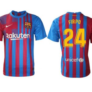 FC Barcelona Herren Heimtrikot 2021/22 blau/rot mit FIRPO 24 Individualdruck gelb