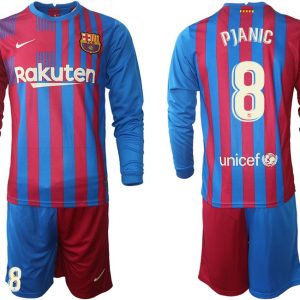 FC Barcelona Herren Heimtrikot 21/22 Miralem Pjanic 8# Langarm + Kurze Hosen