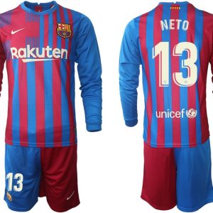 FC Barcelona Neto 13# Fußballtrikots Offizielles Set 21/22 Langarm + Kurze Hosen