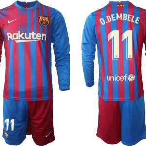 FC Barcelona O.Dembele 11# Heimtrikot 2021/22 Langarm + Kurze Hosen