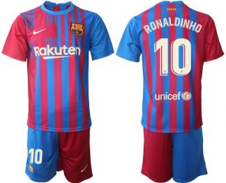 FC Barcelona Stadium Heimtrikot 2021/22 Herren Fußballtrikots mit Aufdruck Ronaldinho 10-1