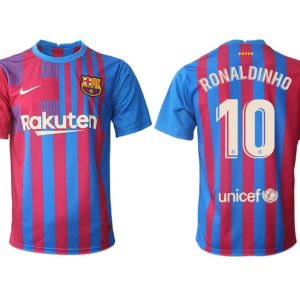 FC Barcelona Stadium Heimtrikot 2021/22 Herren Fußballtrikots mit Aufdruck Ronaldinho 10