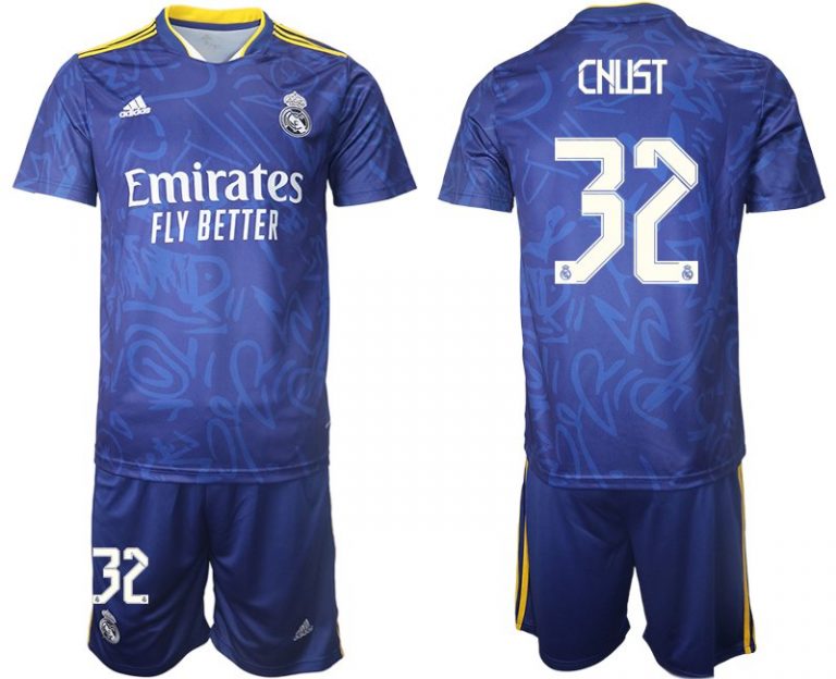 Fußball Trikot Away Blau Real Madrid Auswärtstrikot 2022 mit Aufdruck Chust 32