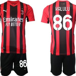 Günstige Fußballtrikots AC Milan Pierre Kalulu Nummer 86 Heim Trikot + Kurze Hosen