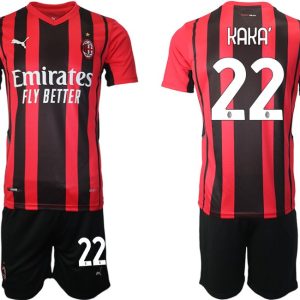 Herren AC Mailand Ricardo Kaká #22 Heimtrikot Trikotsatz Kurzarm + Kurze Hosen