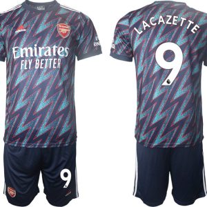 Herren Ausweichtrikot 3rd FC Arsenal 2022 Lacazette 9# blau/rot + Kurze Hosen