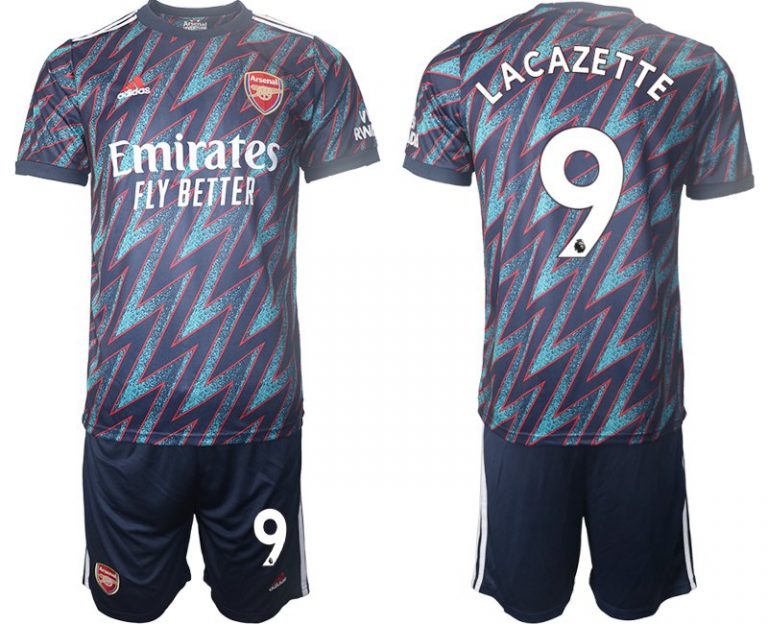 Herren Ausweichtrikot 3rd FC Arsenal 2022 Lacazette 9# blau/rot + Kurze Hosen